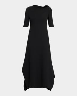 Faede Draped Back Long Silk Dress