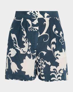 Tamu Pleated Silk Shorts