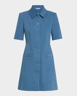 Paige Short-Sleeve Denim Mini Dress