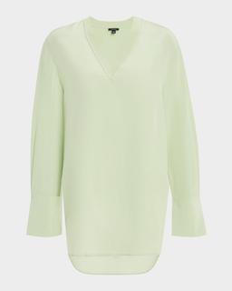 Miller V-Neck Crepe De Soie Blouse