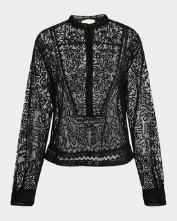 Esme Sheer Embroidered Blouse