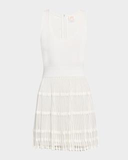 Ribbed Sheer-Knit Mini Dress