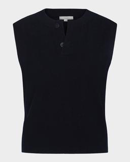 Sleeveless Henley Shell