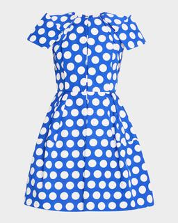 Signature Pleated Polka-Dot Dress