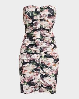Peony Strapless Shirred Dress