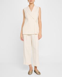 Pleated High-Rise Cropped Pants