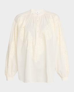 Elaine High-Neck Lace Top