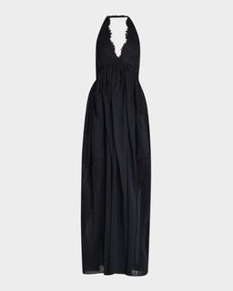 Cambrie Lace Halter Maxi Dress