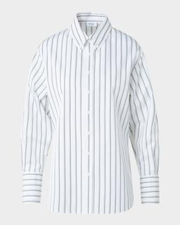 Striped Cotton Poplin Button-Down Shirt