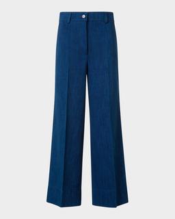 Signature Dot Application Denim Wide Leg Pants