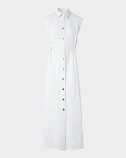 Sleeveless Cotton-Stretch Denim Midi Shirtdress