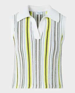 Striped Crochet & Knit Cotton Top