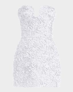 Strapless Floral Ruffle Mini Dress