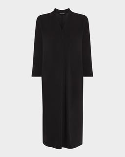 3/4-Sleeve Stretch Jersey Shift Dress