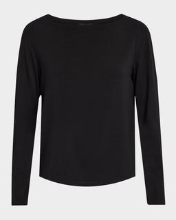 Boat-Neck Stretch Jersey Knit Top
