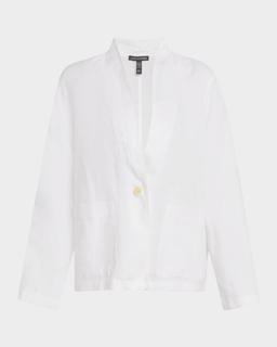 Single-Button Organic Linen Jacket