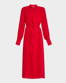 Cutout Silk Double Georgette Midi Dress