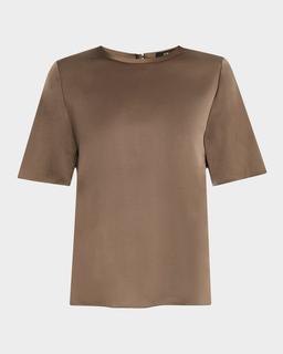 Maryl Crewneck Cotton-Linen Blouse