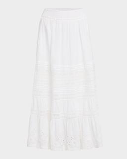 Lace-Trim Cotton Voile Skirt