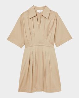Rosalie Pleated Cotton Mini Shirtdress