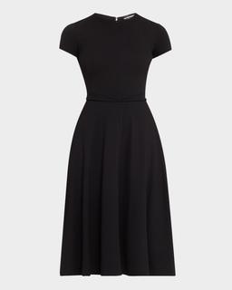 Zip-Front Milano Jersey Midi Dress