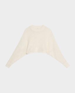 Hand Knit Mesh Dolman-Sleeve Crop Sweater
