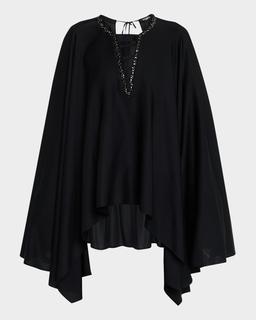 Aida Crystal-Embellished Cape Blouse