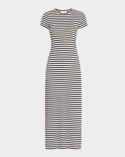 Lucinda Striped Short-Sleeve Midi Dress