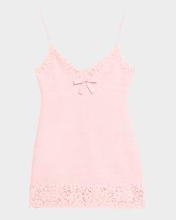 Meva Lace-Trim Tweed Mini Dress