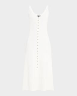 Sharon Sleeveless Crystal-Button Sweater Dress