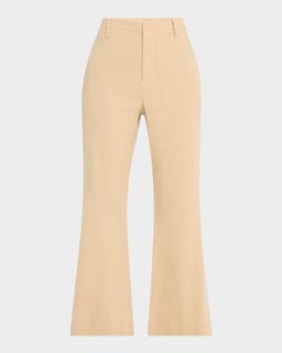 Mid-Rise Cropped Flare Trousers