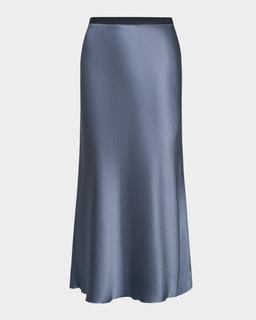 Contrast Waistband Satin Slip Skirt