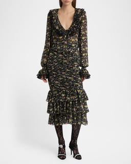 Semi Sheer Flower Print Blouse