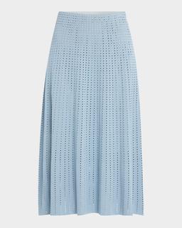 A-Line Pointelle Stitch Midi Skirt