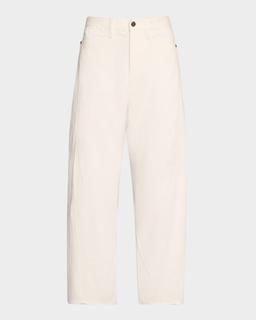Mid-Rise Barrel-Leg Crop Jeans