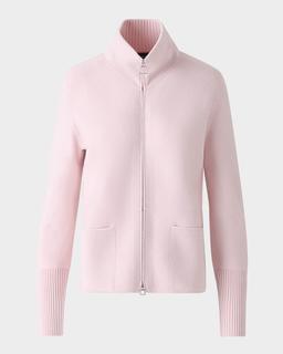 Cashmere Pique Knit Zip Cardigan