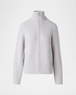 Zip-Front Cashmere Cardigan