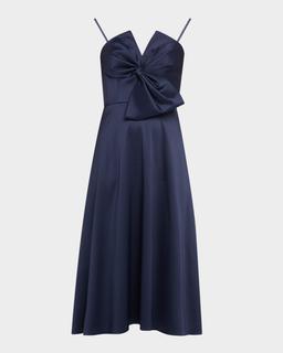Strapless Bow-Front Stretch Mikado Midi Dress