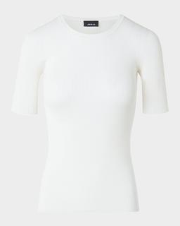 Ribbed Seamless Crewneck Sweater