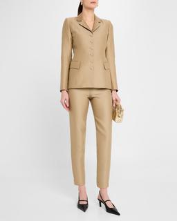 Laconi Cotton-Silk Skinny-Leg Capri Pants