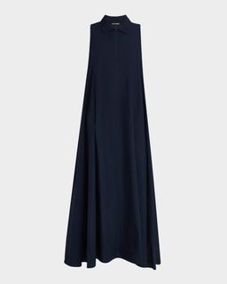 Trapeze Cotton Poplin Maxi Shirtdress