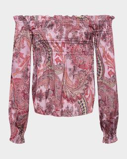 Ariela Paisley Off-Shoulder Blouse