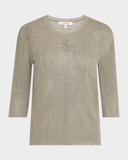 Summer Ease Sheer Ribbed Crewneck Pullover