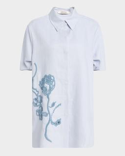 Embroidered Beauty Button-Down Blouse