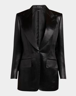 Liquid Satin Single-Breasted Blazer Jacket
