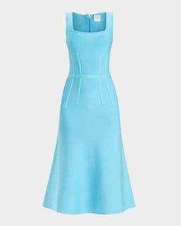 Cecilia Square-Neck Trumpet Midi Dress