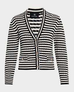 Gwen Striped Wool-Cashmere Cardigan