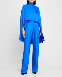 Silky Twill Oversized Cape Top