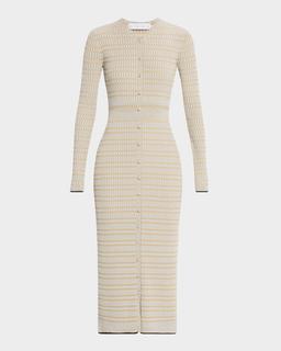 Ivanna Long-Sleeve Micro Check Dress