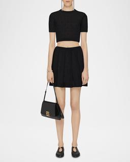 4G Pointelle Knit Pleated Mini Skirt